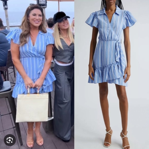 cinq a sept Dresses & Skirts - NEW Cinq a Sept Lila Asymmetric Ruffle Faux-Wrap Dress Oxford Blue French